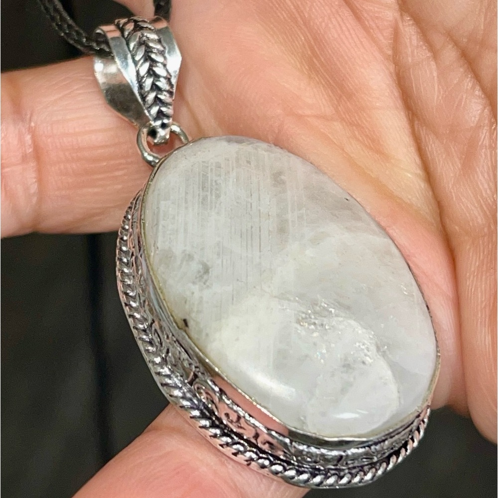 Rainbow Moonstone Crystal Pendant 2”